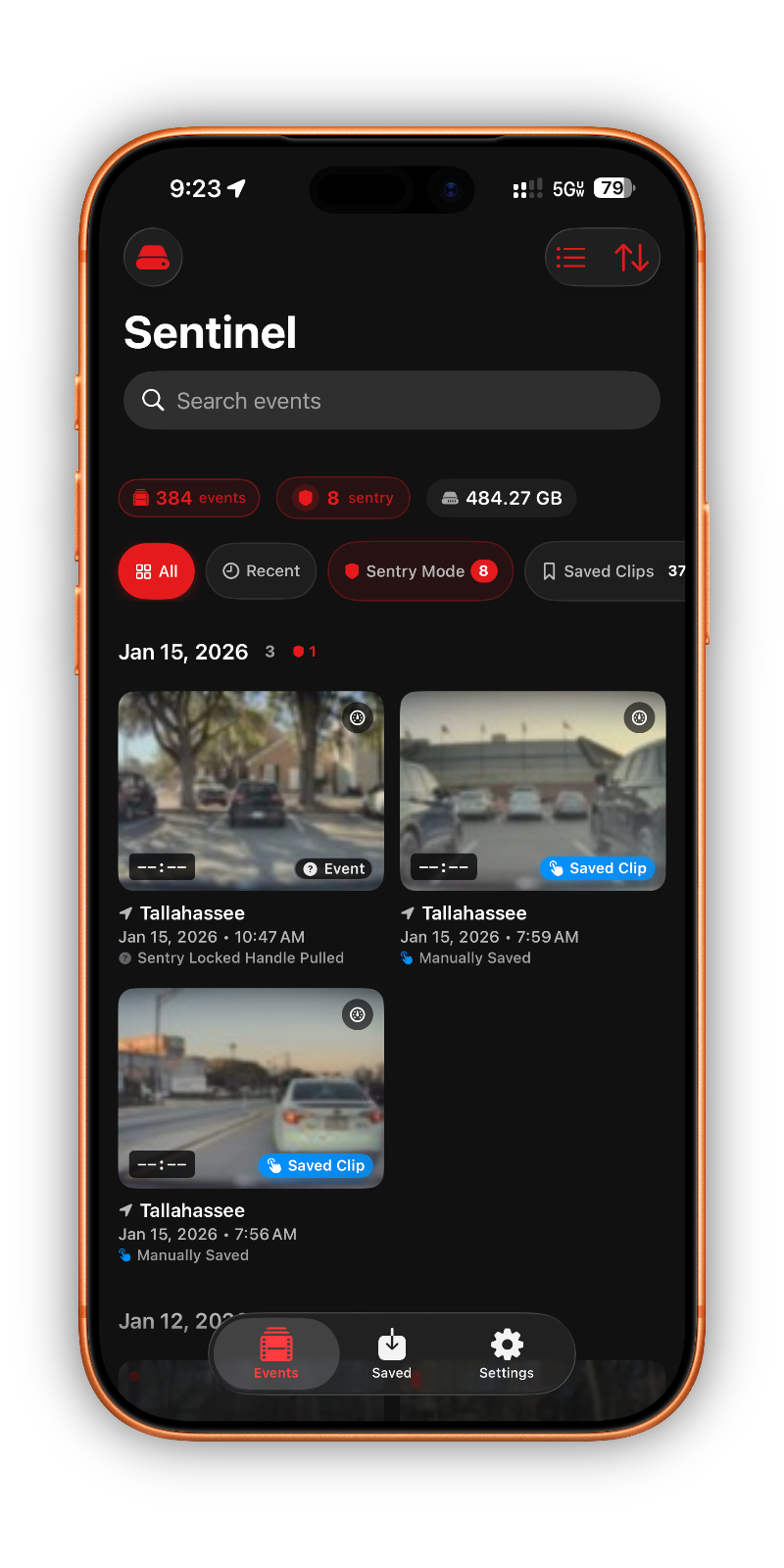 Sentinel app interface